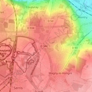 Val de France topographic map, elevation, terrain