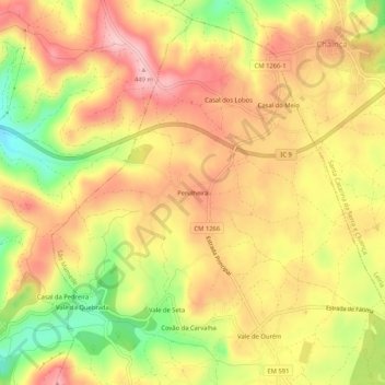 Perulheira topographic map, elevation, terrain