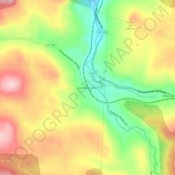East Wallingford topographic map, elevation, terrain