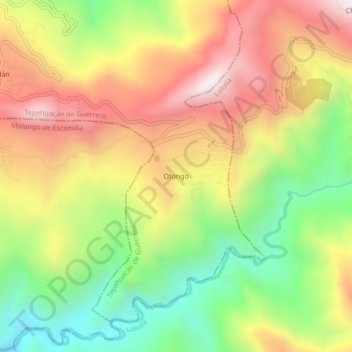 Otongo topographic map, elevation, terrain