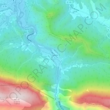 Cavirac topographic map, elevation, terrain