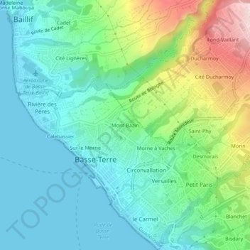 Mont Bazin topographic map, elevation, terrain