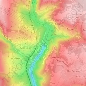 Barrage topographic map, elevation, terrain