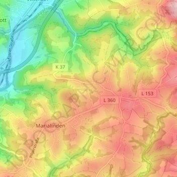 Siefen topographic map, elevation, terrain