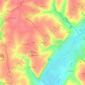 La Bataille topographic map, elevation, terrain