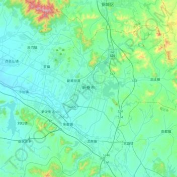 Xintai topographic map, elevation, terrain