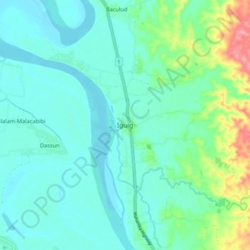 Iguig topographic map, elevation, terrain