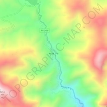 Agua Fría topographic map, elevation, terrain