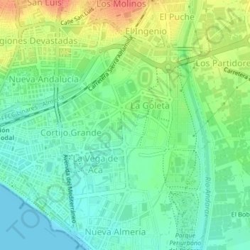 Vega de Acá topographic map, elevation, terrain