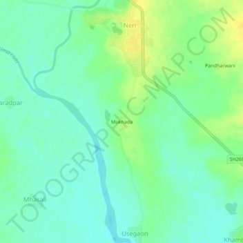 Mokhada topographic map, elevation, terrain