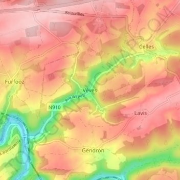 Vêves topographic map, elevation, terrain