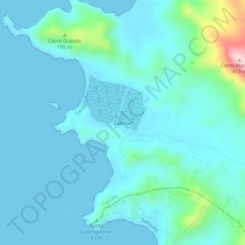 Zapotal topographic map, elevation, terrain
