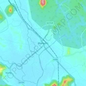 Mangaon topographic map, elevation, terrain