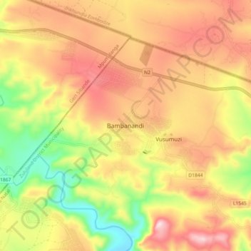 Bambanandi topographic map, elevation, terrain
