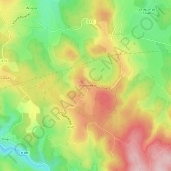 Beauregard topographic map, elevation, terrain