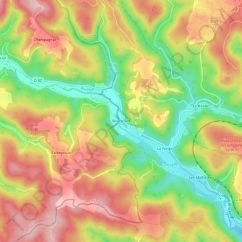 Bourzolles topographic map, elevation, terrain