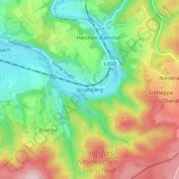 Stromberg topographic map, elevation, terrain