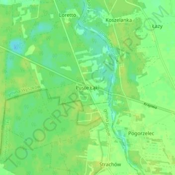 Puste Łąki topographic map, elevation, terrain