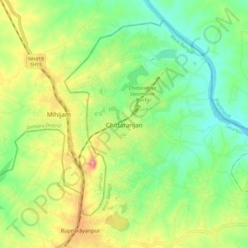 Chittaranjan topographic map, elevation, terrain