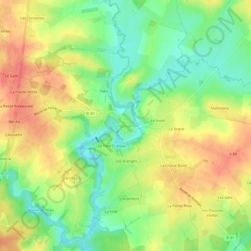 Vouvant topographic map, elevation, terrain