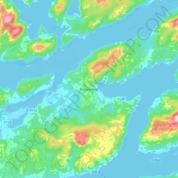 Kolvereid topographic map, elevation, terrain