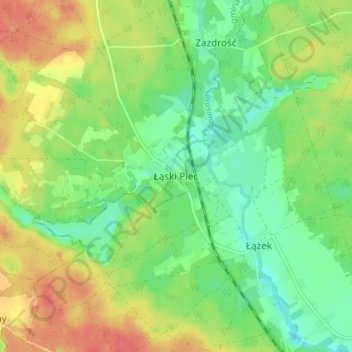 Łąski Piec topographic map, elevation, terrain