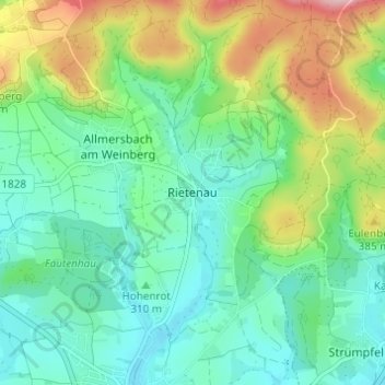 Rietenau topographic map, elevation, terrain