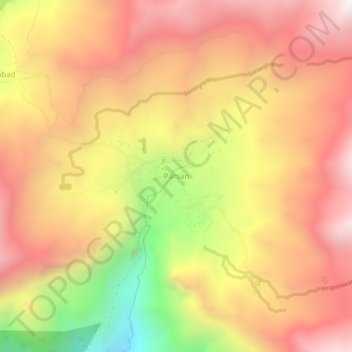 Parsan topographic map, elevation, terrain