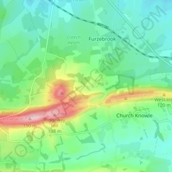 East Creech topographic map, elevation, terrain