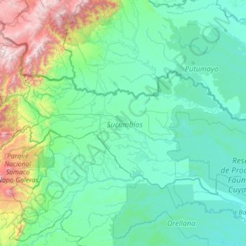 Sector de Los Cofanes topographic map, elevation, terrain