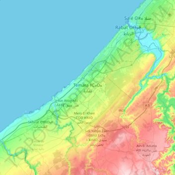 Témara topographic map, elevation, terrain