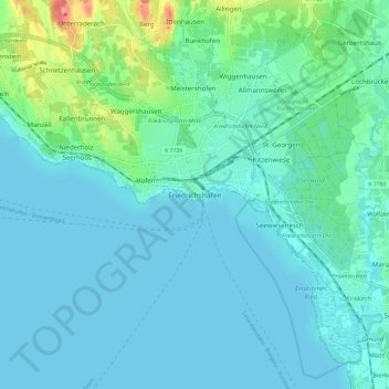 Friedrichshafen topographic map, elevation, terrain