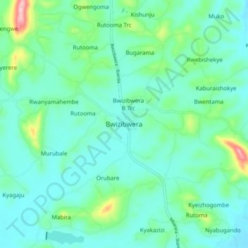 Bwizibwera topographic map, elevation, terrain