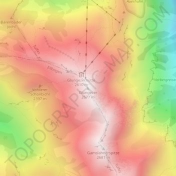Glungezer topographic map, elevation, terrain