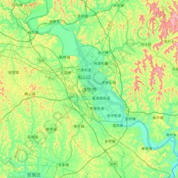 遂宁市 topographic map, elevation, terrain