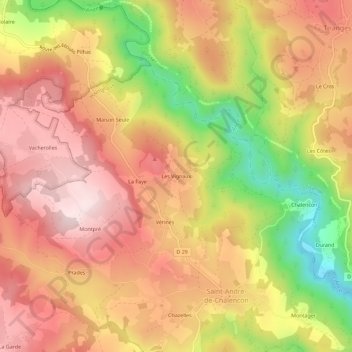 Les Vignaux topographic map, elevation, terrain