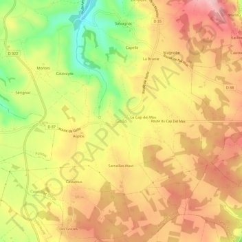 Gelle topographic map, elevation, terrain