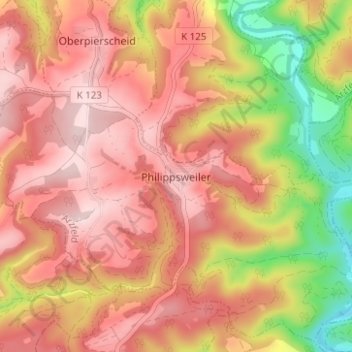 Philippsweiler topographic map, elevation, terrain