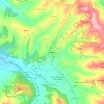 Vascigliano topographic map, elevation, terrain