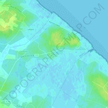 By topographic map, elevation, terrain
