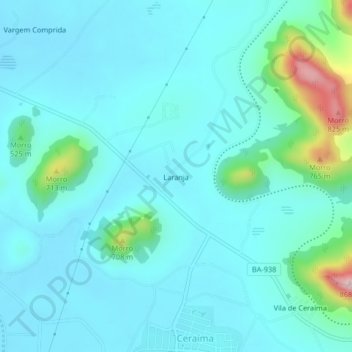 Laranja topographic map, elevation, terrain