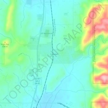 Crandall topographic map, elevation, terrain