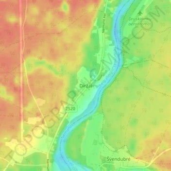 Diržai topographic map, elevation, terrain