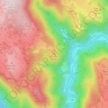 Ravan topographic map, elevation, terrain