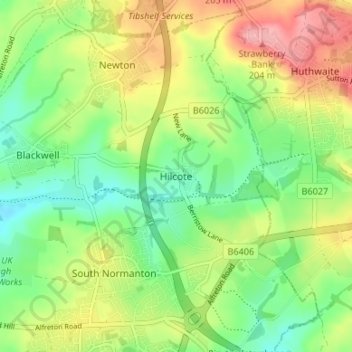 Hilcote topographic map, elevation, terrain