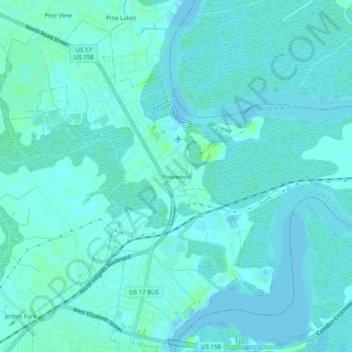 Rosewood topographic map, elevation, terrain