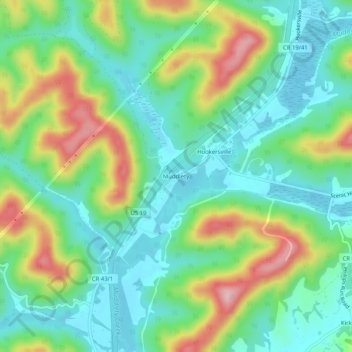 Muddlety topographic map, elevation, terrain
