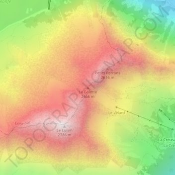 La Golette topographic map, elevation, terrain