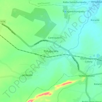 Piduguralla topographic map, elevation, terrain
