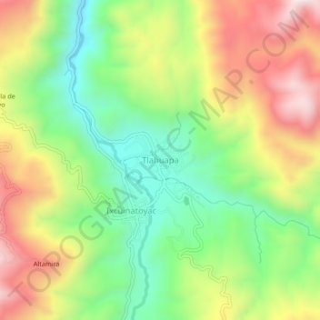 Tlahuapa topographic map, elevation, terrain